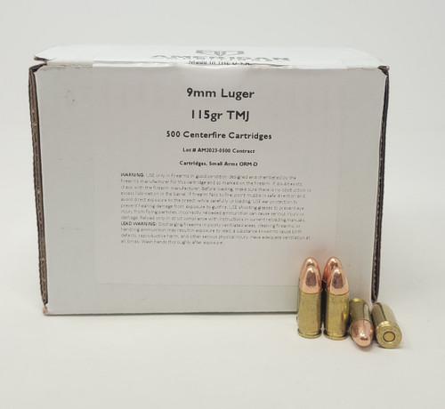 American Munitions 9mm Ammunition Mixed Headstamp AM9115MHS500 115 Grain Total Metal Jacket BULK 500 Rounds
