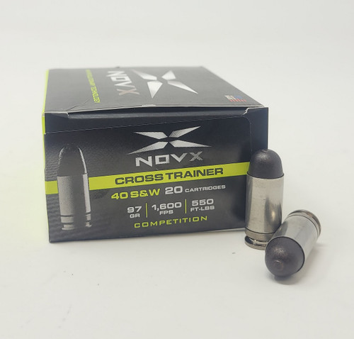 NovX 40 S&W Ammunition Cross Trainer Competition NOVX40CTCSS20 97 Grain Solid Copper Polymer Round Nose 20 Rounds