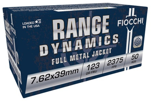 Fiocchi 7.62x39mm Ammunition Range Dynamics FI762X39A 123 Grain Full Metal Jacket 50 Rounds