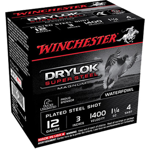 Winchester 12 Gauge Ammunition Drylok Super Steel Magnum XSV1234 #4 Shot 3" 1-1/4oz 1400fps 25 Rounds