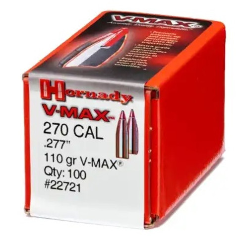Hornady 270 Cal (.277 Dia) Reloading Bullets H22721 110 Grain V-Max With Cannelure 100 Pieces