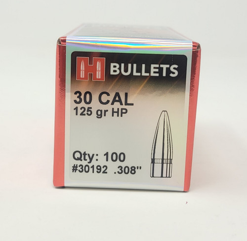 Hornady 30 Cal (.308 Dia) Reloading Bullets H30192 125 Grain Hollow Point 100 Pieces