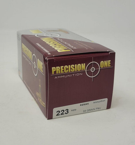 Precision One *REMAN* 223 Rem Ammunition PONE168 55 Grain Full Metal Jacket CASE 1000 Rounds