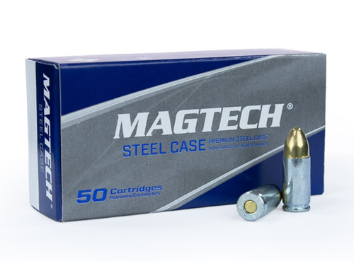 Magtech 9mm Ammunition Steel Case MT9AS 115 Grain Full Metal Jacket CASE 1000 Rounds