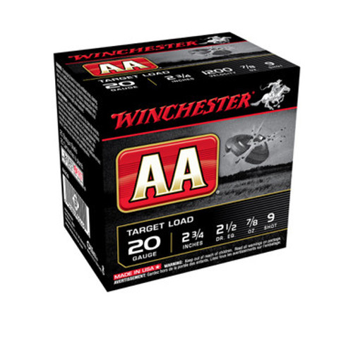 Winchester 20 Gauge Ammunition AA AA209BOX 2-3/4" #9 Shot 7/8oz 1200fps 25 Rounds