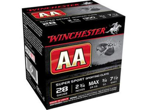 Winchester 28 Gauge Ammunition AA Super Sport AASC287BOX 2-3/4" #7.5 Shot 3/4oz 1300fps 25 Rounds