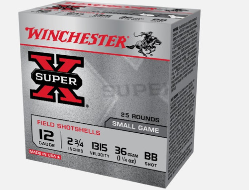 Winchester 12 Gauge Ammunition Super-X RSX12PBB 2-3/4" BB Shot 1-1/4oz 1315fps 25 Rounds