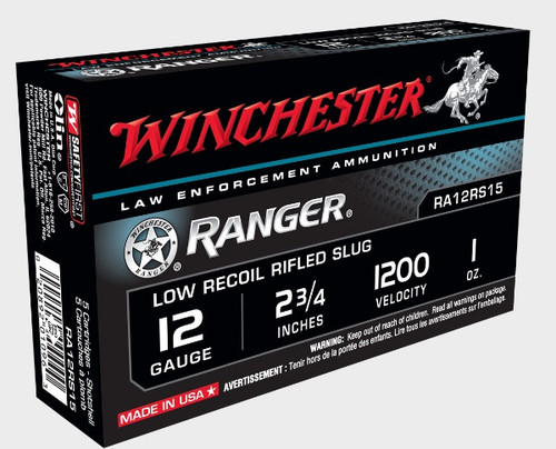 Winchester 12 Gauge Ammunition Ranger RA12RS15C 2-3/4" Rifled Slug 1oz 1200fps 5 Rounds