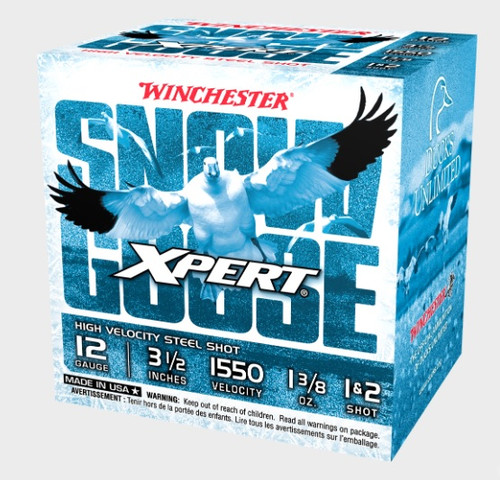 Winchester 12 Gauge Ammunition Xpert Snow Goose WXS12L12 3-1/2" #1&2 Steel Shot 1-3/8oz 1550fps 25 Rounds