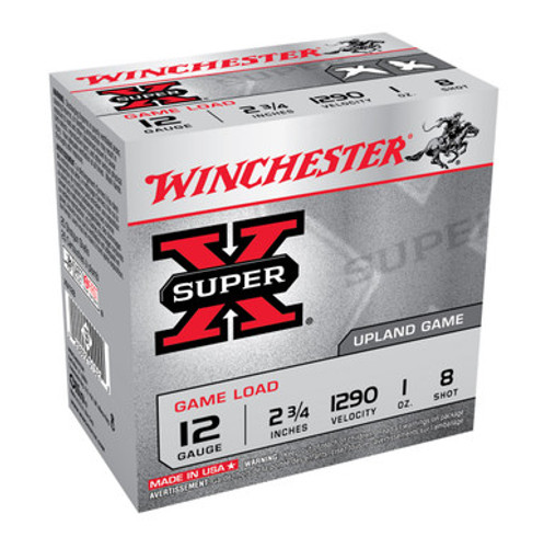 Winchester 12 Gauge Ammunition Super-X Upland Game XU128 2-3/4" 1oz 1290fps #8 25 Rounds