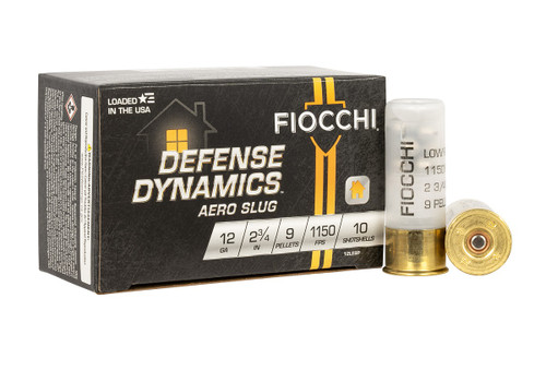 Fiocchi 12 Gauge Ammunition Defense Dynamics FI12LE9P 2-3/4" #1 Buckshot 9 Pellet 1150fps 10 Rounds