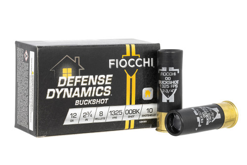 Fiocchi 12 Gauge Ammunition Defense Dynamics FI12BK008 2-3/4" 00 Buckshot 8 Pellets 1325fps 10 Rounds