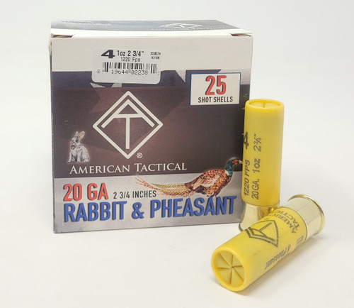 American Tactical 20 Gauge Ammunition Game Load ATIACL20G4C 2-3/4" #4 Shot 1oz 1220fps CASE 250 Rounds