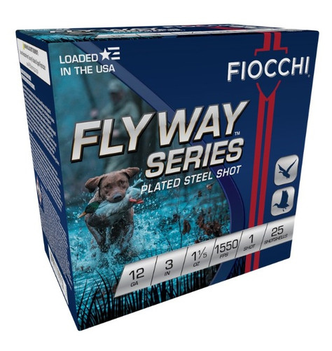 Fiocchi 12 Gauge Ammunition Flyway Series Plated Steel Shot FI123ST151CASE 3" #1 Shot 1-1/5oz 1550fps CASE 250 Rounds