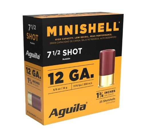 Aguila 12 Gauge Ammunition Minishell 1CHB1387 1-3/4" #7-1/2 Shot 5/8oz 1175fps 25 Rounds