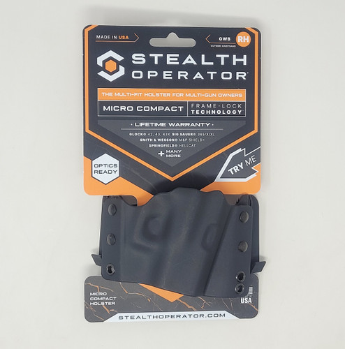 Stealth Operator Micro Compact Holster With Speed Clip SH60175 Right Hand OWB Black