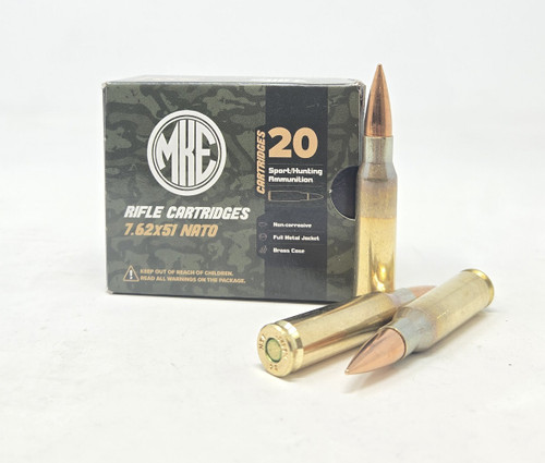 MKE 7.62x51mm NATO Ammunition AM8293 147 Grain M80 Full Metal Jacket 20 Rounds