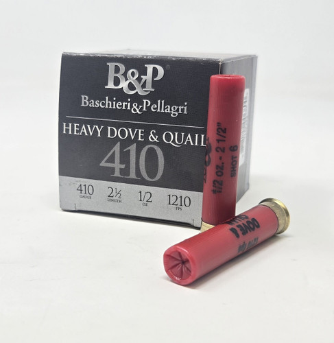 Baschieri & Pellagri 410 Bore Ammunition Heavy Dove & Quail BAPA410BD6 2-1/2" #6 Shot 1/2oz 1210fps 25 Rounds
