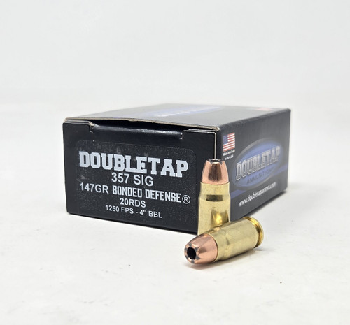 DoubleTap 357 Sig Ammunition Bonded Defense 357S147BD20 147 Grain Jacketed Hollow Point 20 Rounds