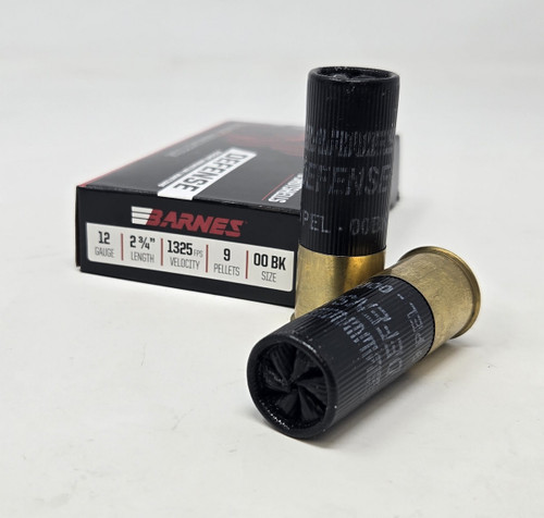 Barnes 12 Gauge Ammunition Defense BDS12G01 2-3/4" 00 Buckshot 9 Pellet 1325fps 5 Rounds