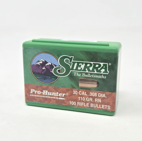 Sierra 30 Cal (.308 Dia) Reloading Bullets Pro Hunter SRAA2100 110 Grain Round Nose Soft Point 100 Pieces