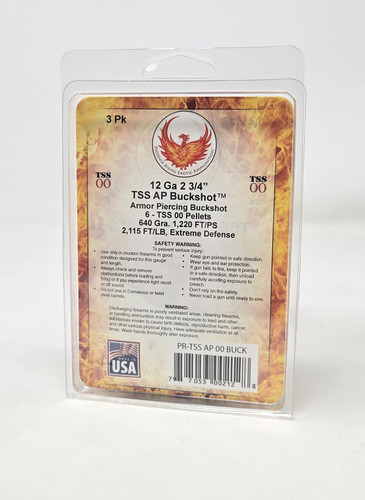Phoenix Rising 12 Gauge Ammunition TSS AP PR12TSSAP 2-3/4" 00 Armor Piercing Buckshot 6 Pellet 640 Grain 1220fps 3 Rounds