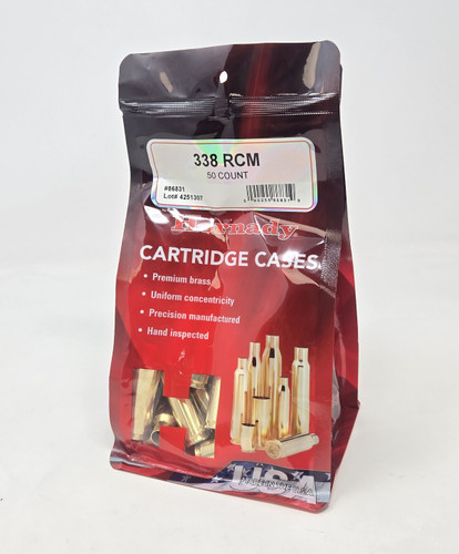 Hornady 338 RCM Unprimed Reloading Brass Casings H86831 50 Pieces