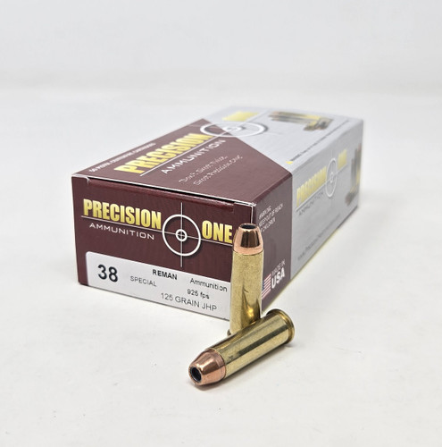 Precision One 38 Special Ammunition *REMAN* PONE1763 125 Grain Jacketed Hollow Point 50 Rounds