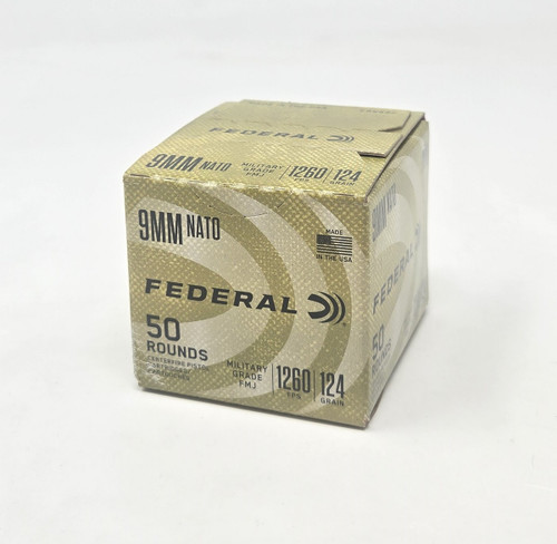 Federal 9mm Ammunition Military Grade C9N882 124 Grain Full Metal Jacket 50 Rounds