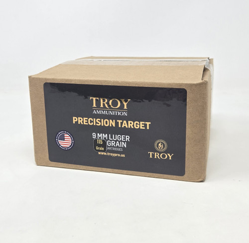Troy 9mm Ammunition Precision Target TRY9MM115BULK500 115 Grain Full Metal Jacket 500 Rounds