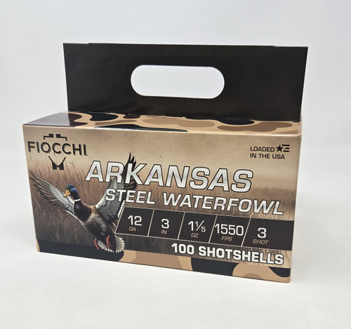 Fiocchi 12 Gauge Ammunition Arkansas Steel Waterfowl FI123ADS3 3" #3 Shot 1-1/5oz 1550fps 100 Rounds