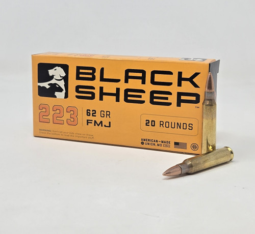 Black Sheep 223 Rem Ammunition 22362GFMJ20 62 Grain Full Metal Jacket 20 Rounds