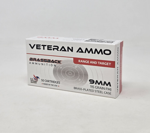 Hyperion Veteran Ammo 9mm Ammunition Brass Plated Steel Case HMBX9115BPSTEEL 115 Grain 50 Rounds