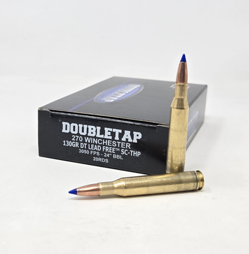 DoubleTap 270 Win Ammunition Lead Free 270W130X 130 Grain Solid Copper Tipped Hollow Point 20 Rounds