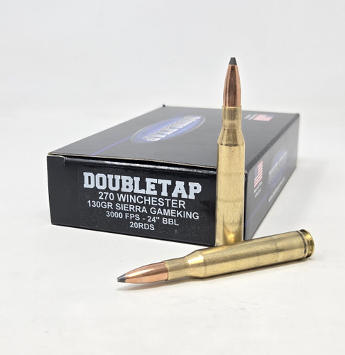 DoubleTap 270 Win Ammunition Sierra Gameking 270W130GK 130 Grain Jacketed Soft Point 20 Rounds