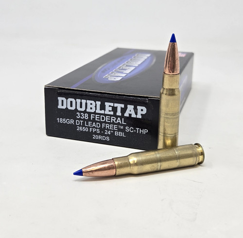 DoubleTap 338 Federal Ammunition Lead Free 338F185X 185 Grain Solid Copper Tipped Hollow Point 20 Rounds
