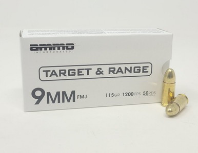 Ammo Inc 9mm Ammunition Target & Range AI9115FMJ-TR50 115 Grain Full Metal Jacket CASE 1000 Rounds