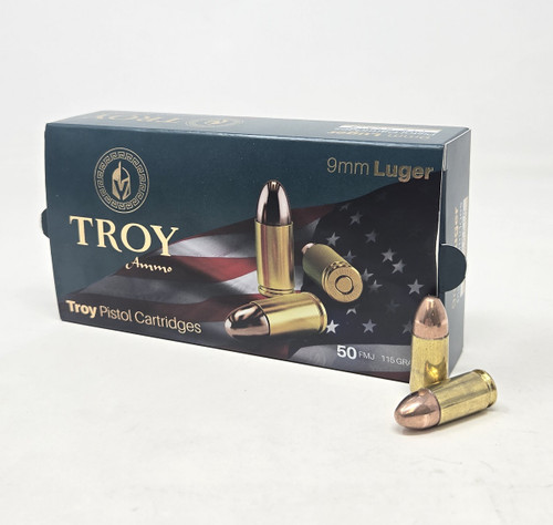 Troy 9mm Ammunition TROY911550 115 Grain Full Metal Jacket 50 Rounds