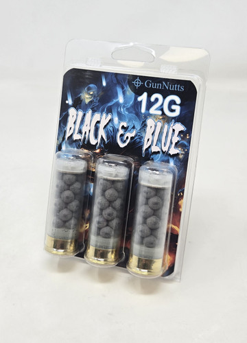 GunNutts 12 Gauge Ammunition Black & Blue GN12GABNB 2-3/4" 20 Count 32 Cal Rubber Balls 3 Rounds