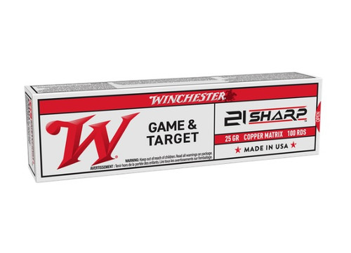 Winchester 21 Sharp Ammunition Game & Target S21SLF 25 Grain Copper Matrix Frangible 100 Rounds