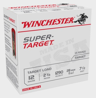 Winchester 12 Gauge Ammunition Super Target TRGT12907 2-3/4" #7.5 Shot 1oz 1290fps CASE 250 Rounds