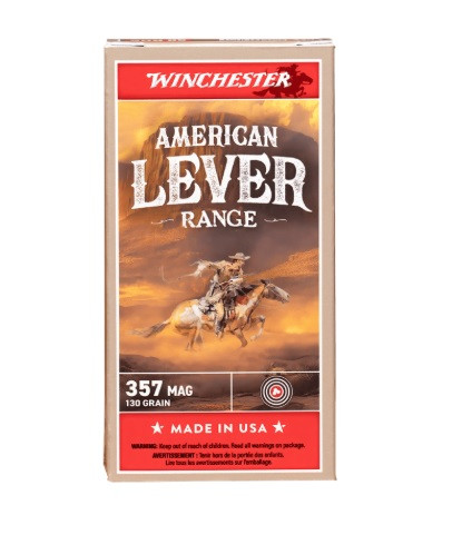 Winchester 357 Mag Ammunition American Lever Range W357AL 130 Grain Flat Point Full Metal Jacket 50 Rounds