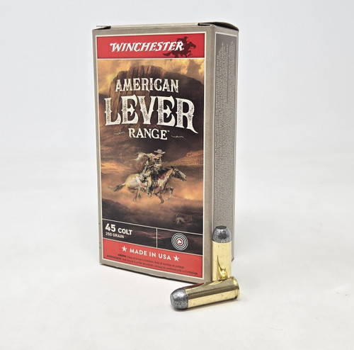 Winchester 45 Colt Ammunition American Lever Range W45CAL 250 Grain Lead Nose 50 Rounds
