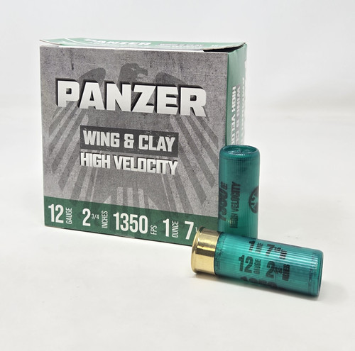 Panzer 12 Gauge Ammunition Wing & Clay High Velocity PAWC1275SHVCASE 2-3/4" #7.5 Shot 1oz 1350fps CASE 250 Rounds