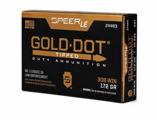 CCI Speer 308 Win Ammunition CCI24483 172 Grain Gold Dot Tipped 20 Rounds