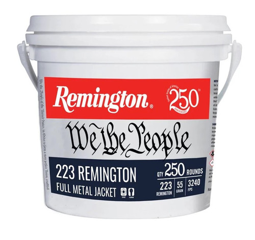 Remington 223 Rem Ammunition "We The People" L223R3BUS 55 Grain Full Metal Jacket Bucket 250 Rounds