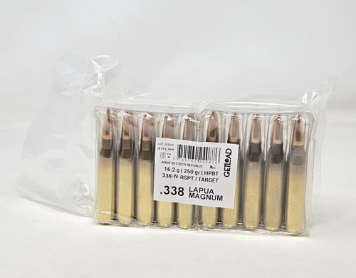 Get Load 338 Lapua Ammunition Target GL338NRSPT 250 Grain Hollow Point Boat Tail 20 Rounds