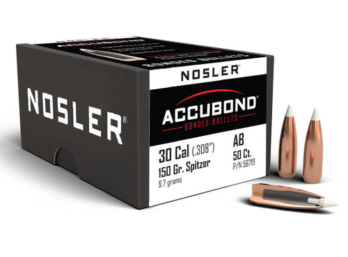 Nosler 30 Cal (.308 Dia) Reloading Bullets NOS56719 150 Grain Accubond 50 Pieces