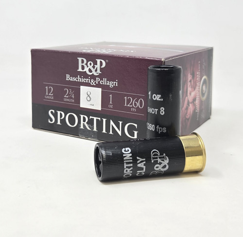 Baschieri & Pellagri 12 Gauge Ammunition Sporting 12B1SCS8CASE 2-3/4" #8 Shot 1oz 1260fps CASE 250 Rounds