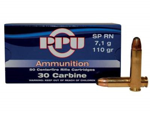 Prvi PPU 30 Carbine Ammunition 110 Grain Soft Poitn 50 Rounds